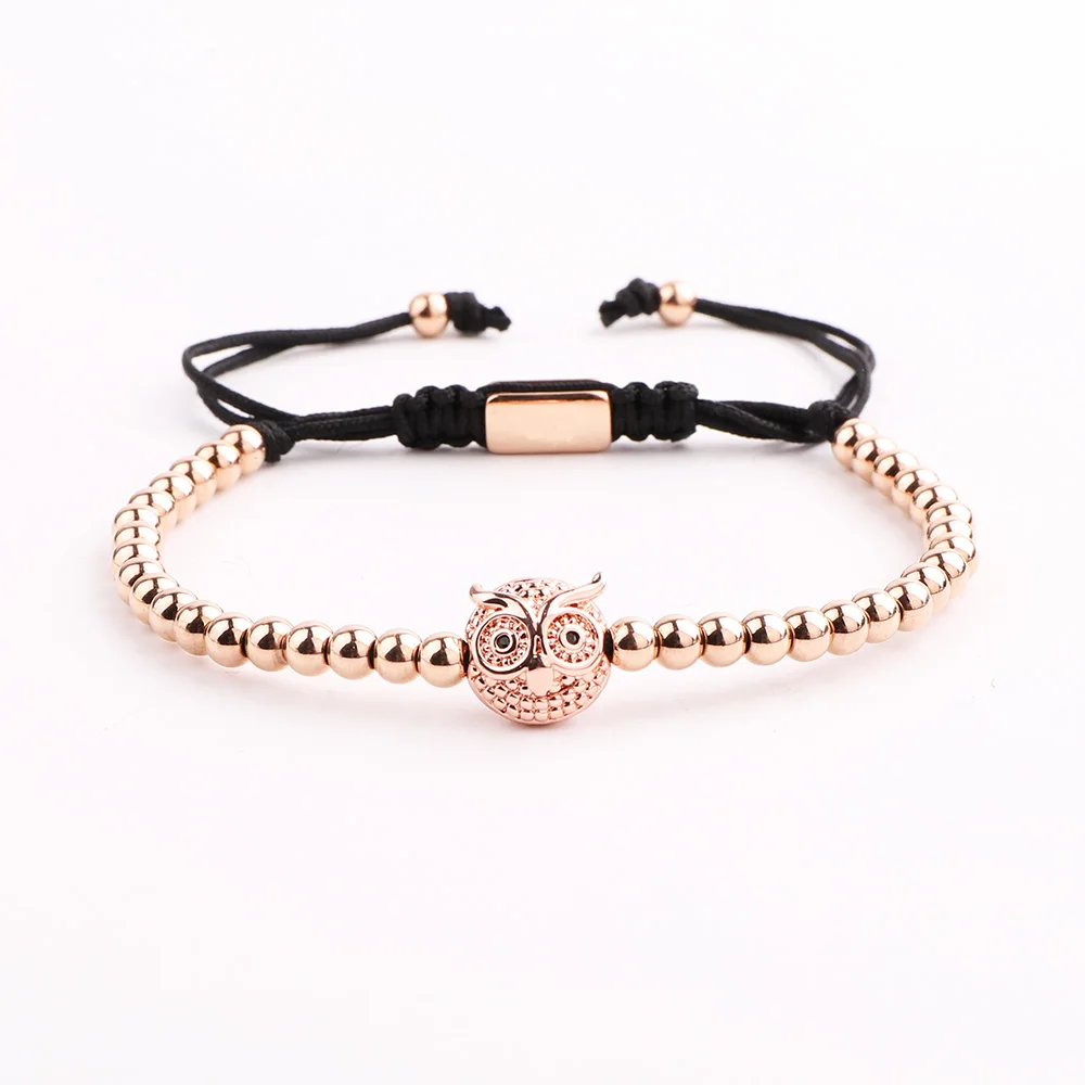 Jaravvi High Quality CZ Micro Pave Owl Stainless Steel Beads Handmade Cord Macrame Friendship Bracelet Men Women Jewelry Gift - Image 5