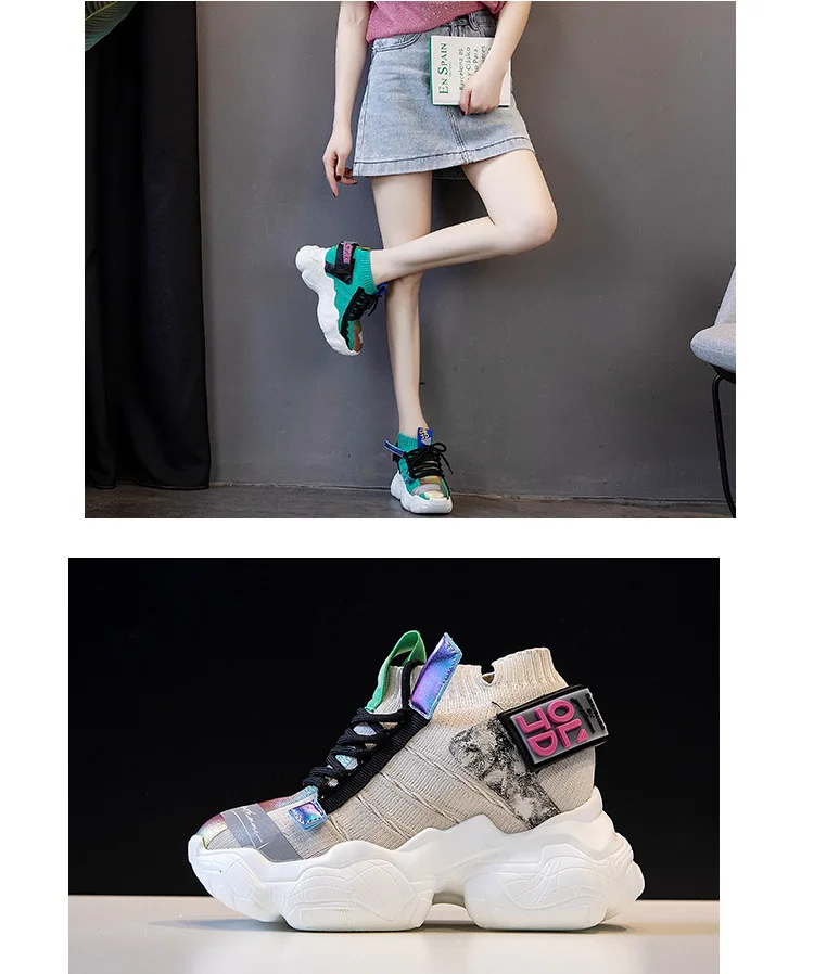 Женская обувь на толстой подошве 8 см; дышащая Летняя обувь в Корейском стиле; Новинка; безопасная обувь для отдыха