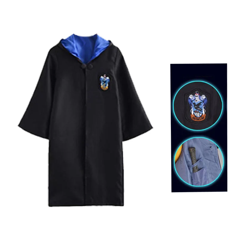 Robe Gryffindor Slytherin Ravenclaw Hufflepuff, маскарадный костюм для детей и взрослых, плащ, 4 подарка на Хэллоуин, одежда Харриса - Цвет: 3
