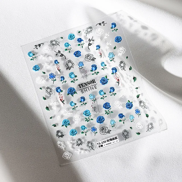 Butterfly 3D Acrylic Engraved Nail Sticker Sweater Wool Cute White Snowflake Wing Colorful Relief Nail Water Slide Decals ZJ0252 NO.1