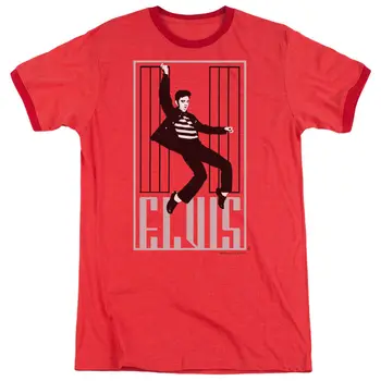 

Elvis Presley Ringer T-Shirt Dancing Jailhouse Rock Red Tee Shirts Homme Novelty T shirt Men