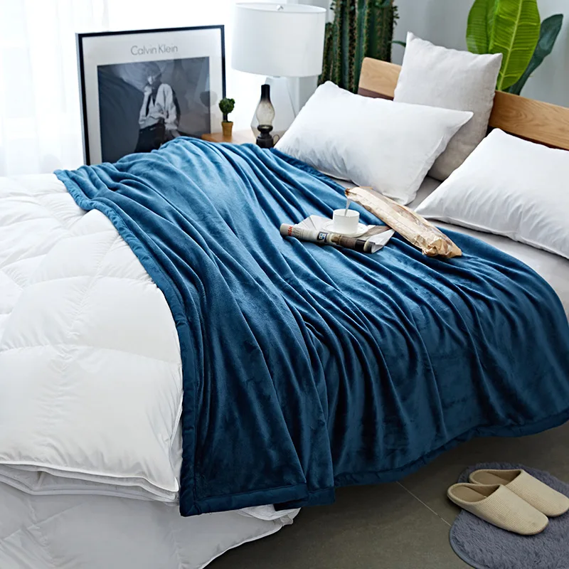 blue 50*70 дюймов ультрамягкое одеяло теплое антипилинг микроплюшевое Фланелевое постельное белье одеяло авиация офис портативный автомобиль путешествия флано одеяло - Цвет: blue