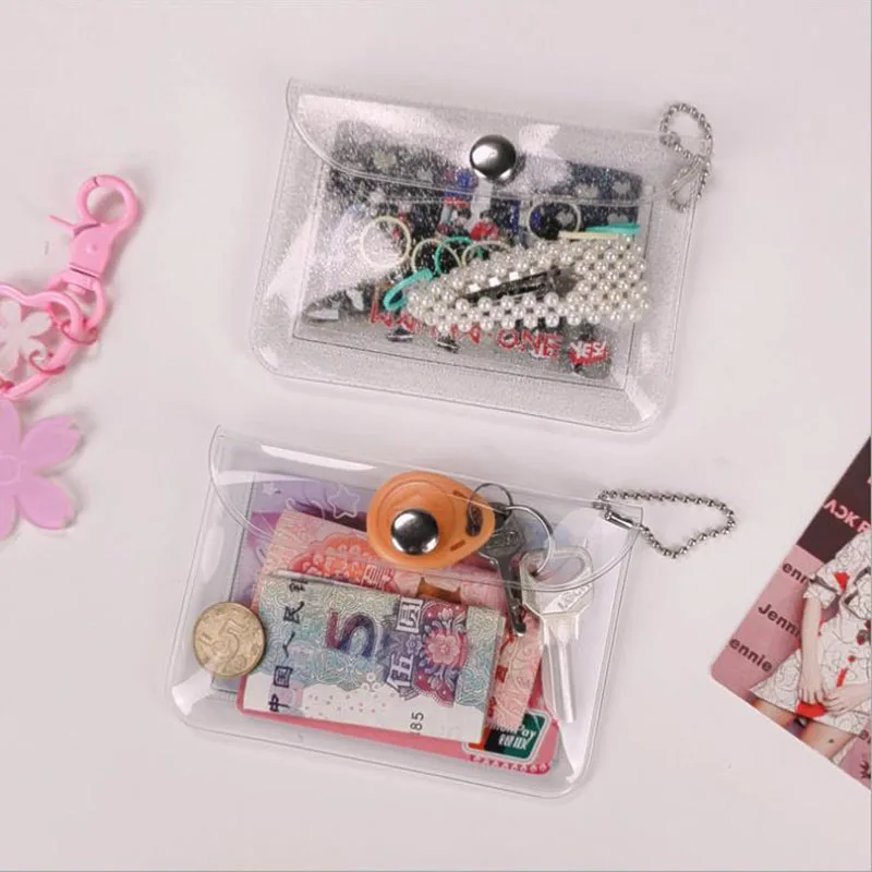 Glitter Transparent Waterproof PVC Women Card Case Business Card Holder Men Credit Bag ID Mini Wallet Girls Coin Purse