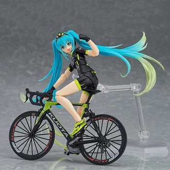 

14cm Hatsune Miku colour Figma 307 Racing Hatsune 2015 TeamUKYO support Ver. material PVC ornament dolls model toy display