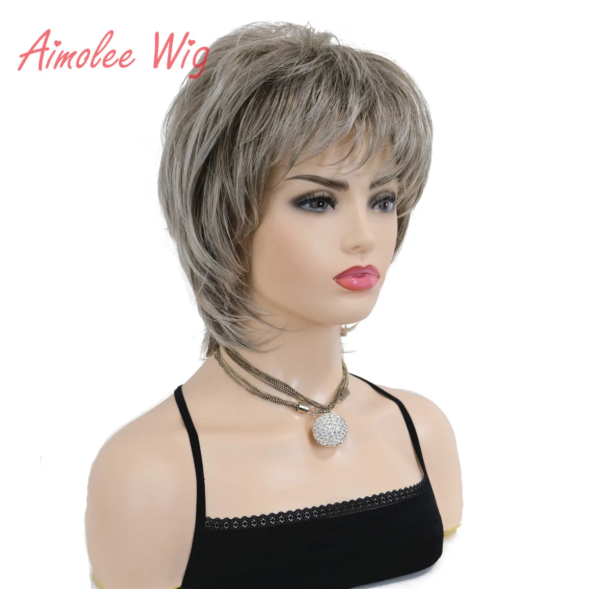 Женские синтетические парики слоистая прическа женские короткие прямые волосы серебристо-серый микс Natura парик
