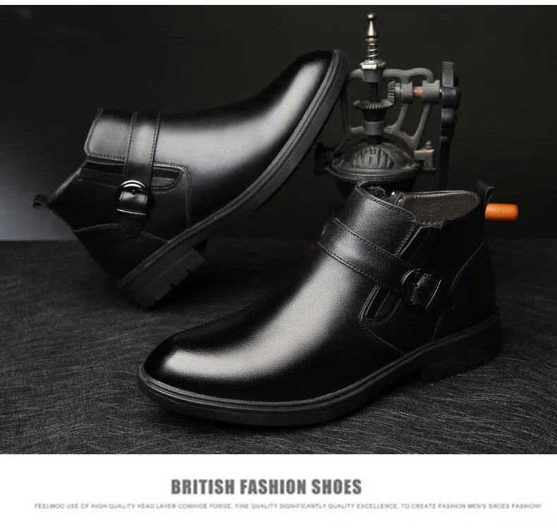 Мужские осенние ботинки из натуральной кожи на меху; зимние мужские модные ботильоны; повседневные мужские зимние ботинки в деловом стиле; Рабочая обувь; erf4