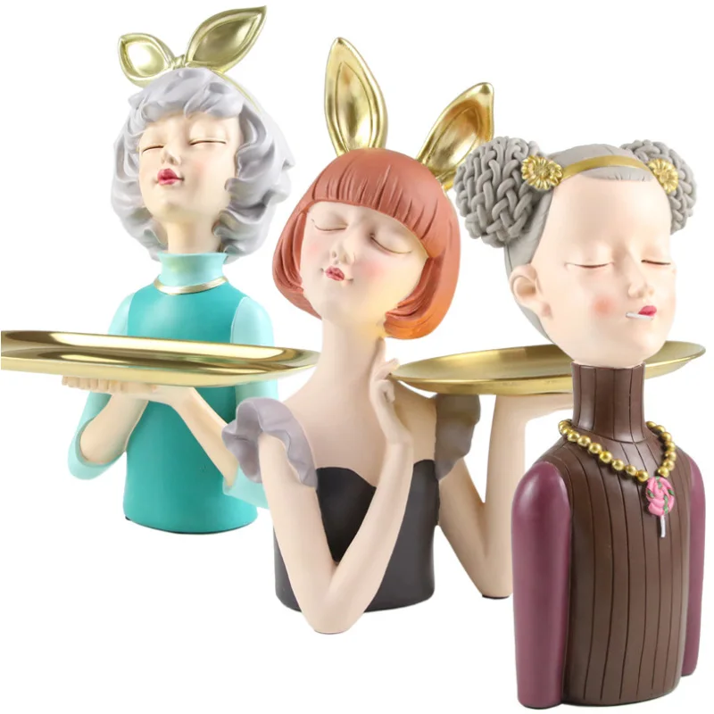 New Resin Metal Nordic Living Room Porch Snack Key Jewelry Storage Home Decoration Wedding Gift Girl Tray Simple Ornaments