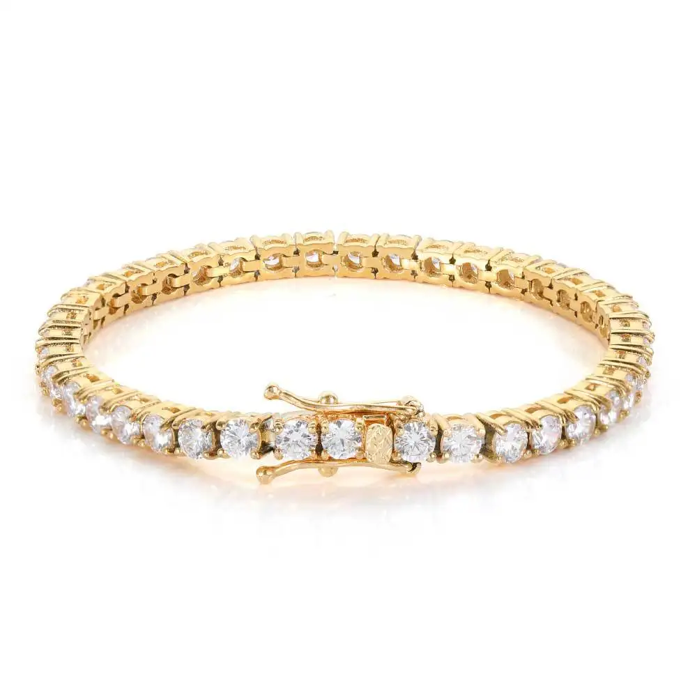 

Real Stainless Steel Tennis Bracelet 4mm 5A+ Cubic Zirconia Iced Out Chain Bracelet Women Men Gold Silver Color Hip Hop Jewelry