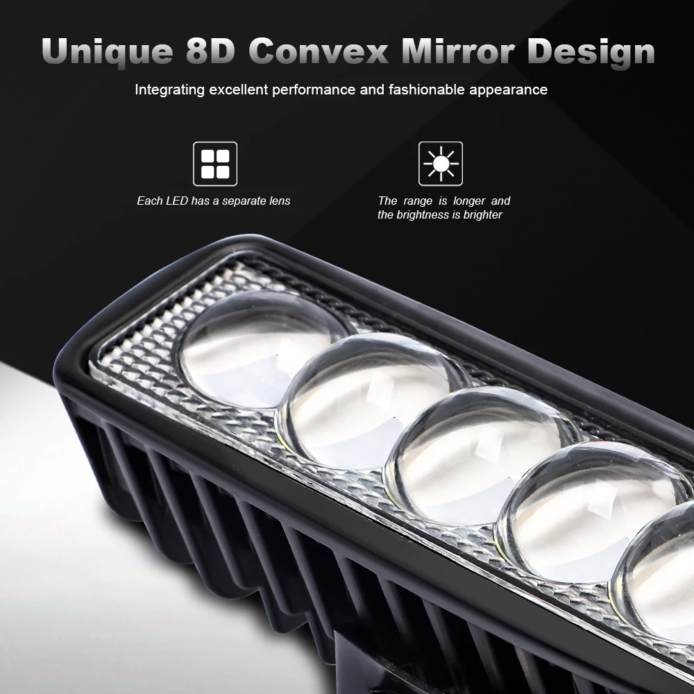 Nlpearl 2x6 ''18 Вт Светодиодный светильник/рабочий светильник 8D объектив точечный светодиодный рабочий светильник для внедорожников, джипов, грузовиков, лодок, внедорожников, квадроциклов