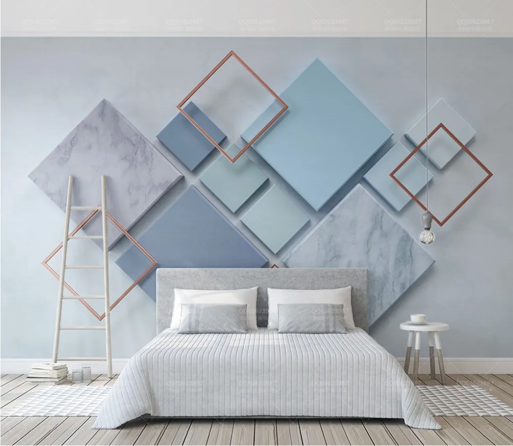 

Drop Shipping 3d Geometric Diamond Marble Splicing TV Background Light Color Bedroom WallPaper Custom Mural Hall Wallpaper