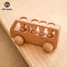 Faisons 1 pièce de blocs de construction pour bébé, jouet en hêtre, Bus à quatre roues, voiture, dessin animé, jouets éducatifs Montessori pour enfants