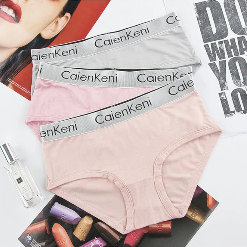 

5pcs Pack Women's Panties Briefs Letter Solid Soft Underwear Mid Waist Female Sexy Breathable Intimate Briefs Underwear Black
