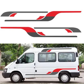 

1 Set Vinyl Graphics Decals Stickers For Ford TRANSIT LWB Caravan Trailer Camper Van Red Grey New