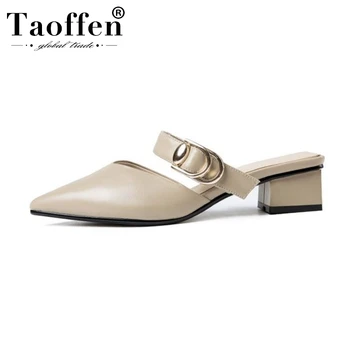 

Taoffen Women Genuine Leather Sandals Party Fashion Summer Shoes Women Office Work Casual Sandals Footwear Size 34-39