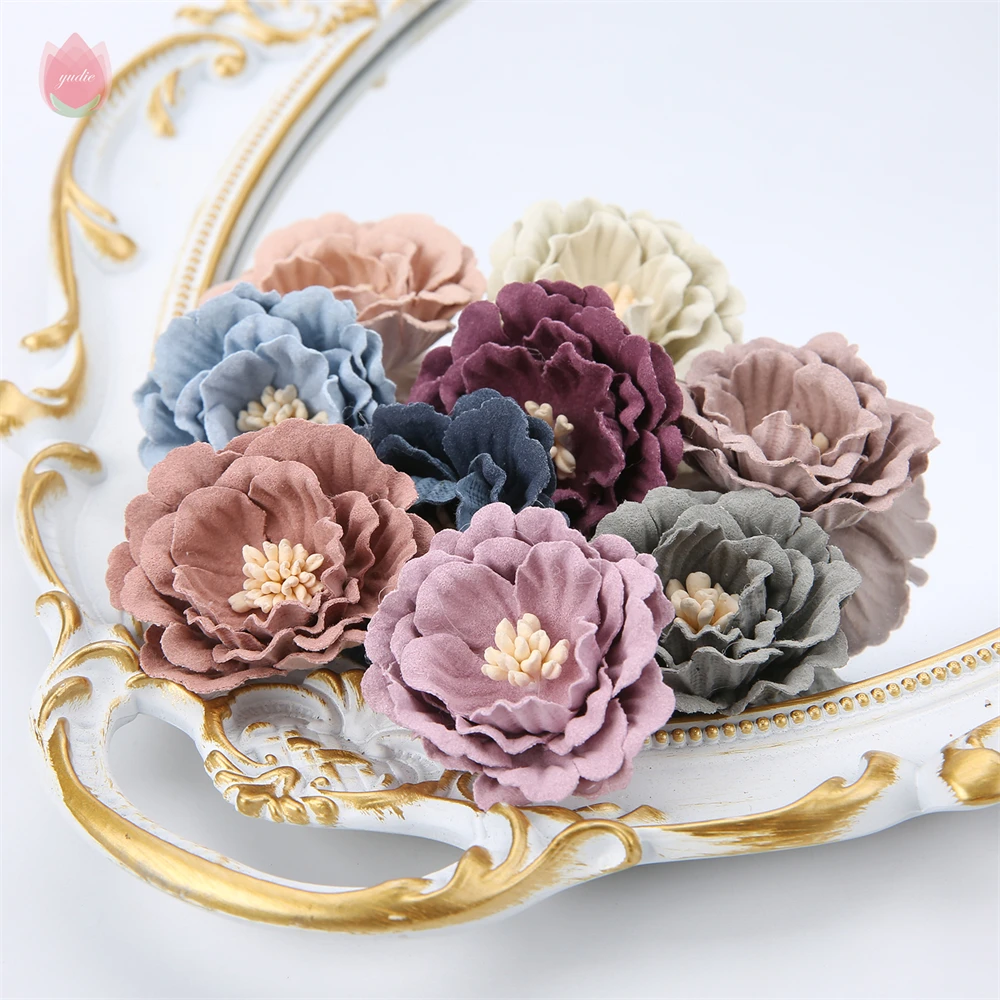 5/20 Stücke 4 cm Künstliche Blumen Köpfe Seide Gefälschte Blumen DIY Hause Wohnzimmer Dekoration Weihnachten Kranz Neujahr hochzeit Dekor – Detail 3