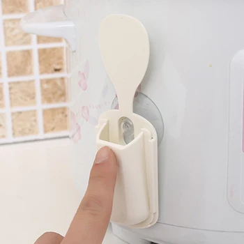 

Creative straw suction cup ladle storage rack Wheat straw wall-mounted ladle utensils storage box lid spoon holder kitchein