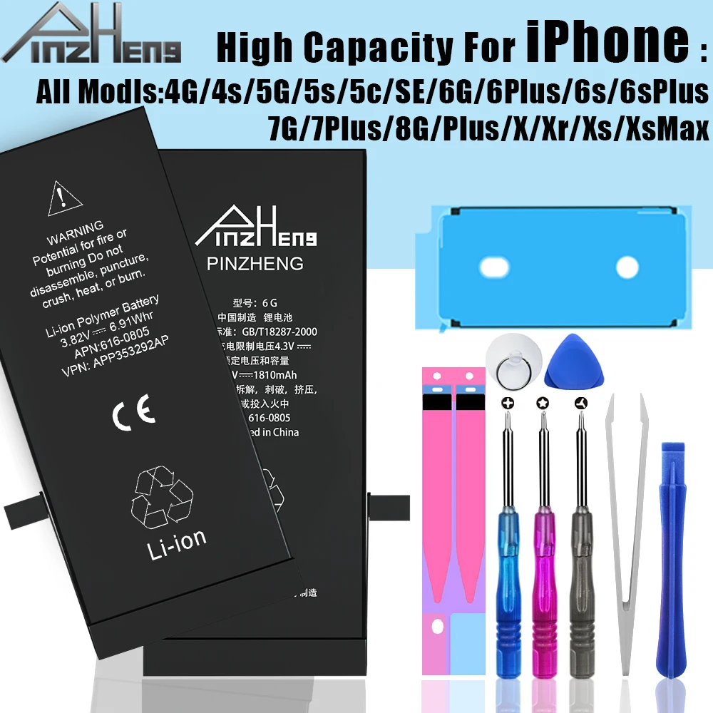 

Mobile Phone Battery For iPhone 6S 6 7 8 Plus X High Capacity Replacement Bateria For iPhone 5 5S 5C SE 4 4S XR XS Max Batterie