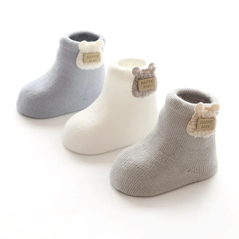 Baby Socks Boys Girls Cotton Socks New Thick Cartoon Decorative Antislip Socks Towel Tube Newborn Socks Autumn Winter Socks