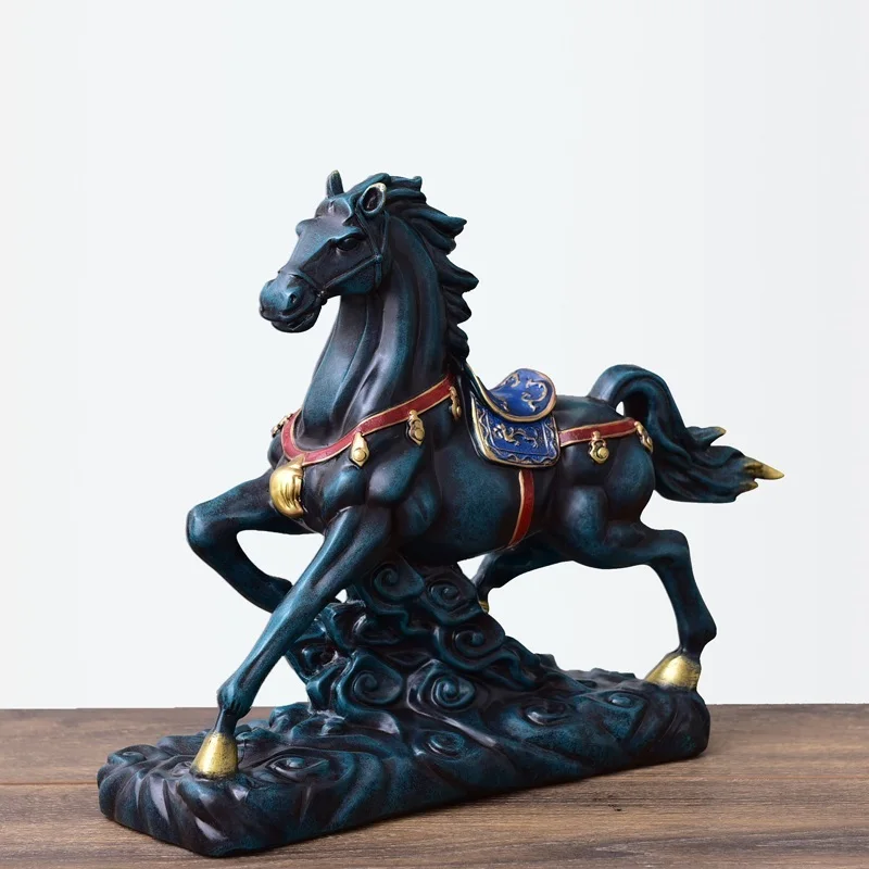 Chinese Antique Royal War Horse Sculpture Resin Imperial Palace Statue Home Decor Ornament Business Gift Art and Craft | Дом и сад