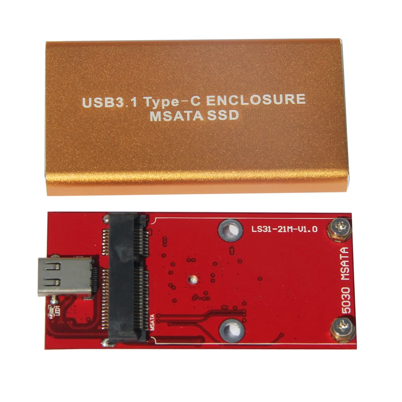Qиндийский 10 Гбит/с USB 3,1 type-C для mSATA SSD корпус USB-C для мини SATA жесткий диск адаптер Внешний HDD Мобильный бокс 3030 5030 SSD
