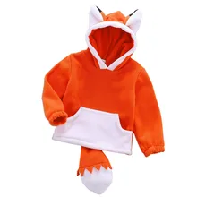 Одежда для новорожденных; детские толстовки с капюшоном с объемным лисьим хвостом; толстовки с героями мультфильмов для маленьких мальчиков и девочек; сезон осень-зима; толстовки для малышей