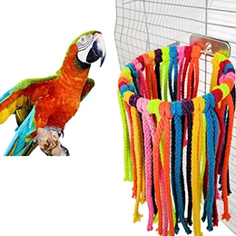 Colorful Color 2 Parrot Bird toy Chew Bites Cotton Rope Colorful Hanging Cage Swing Nest Decor Rope Pull toys Bird Cage Accessories Supplies - Цвет: Colorful Color 2