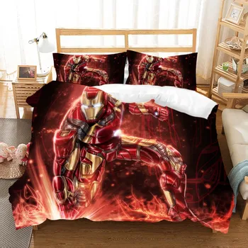 

Hero Iron Man Use Superpower Bedspread Comic Film Bedding Set Cool Boy Bed Comforter Cover Sets Duvet Quilt Cover Single Double