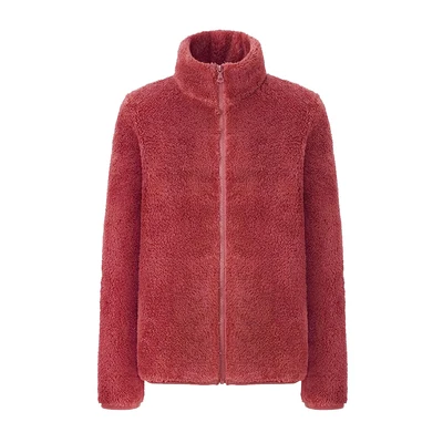Lovirs уличное плюшевое пальто на молнии, женское флисовое пальто, куртка с воротником, мягкая оболочка, куртки, подкладка, теплая зимняя плюшевая куртка - Цвет: Red