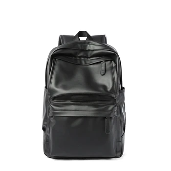 

Black Color Men's Backpack Pvc Materials Male Business Bags Enough Capacity 14'' Computer Travel Bagpack For Men and Women