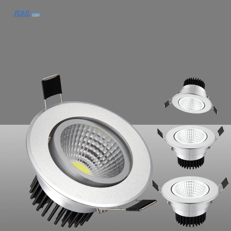 

Silver Round Dimmable Recessed LED COB Downlight 3W/5W/7W/12W 15W Recessed LED Ceiling Spot Light 3000K 4000K 6000K AC90-265V