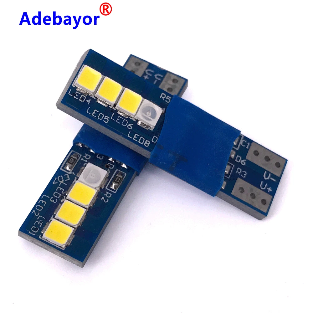 50 шт. Canbus W5W T10 8 smd 2835 Led для авто клиновидный Светильник Ширина лампы двери парковочная лампа номерного знака Белый Синий DC 12V