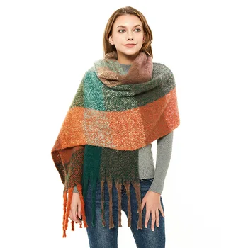 

2020 Winter Scarf For Women Luxury Brand Plaid Design Cashmere-like Warm Thick Long Scarves new taessel scarf 05