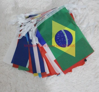 

200pcs 2018 Russian World Cup Football Soccer 32 Team National Flag Country World Banner Bunting 14*21cmString Flag
