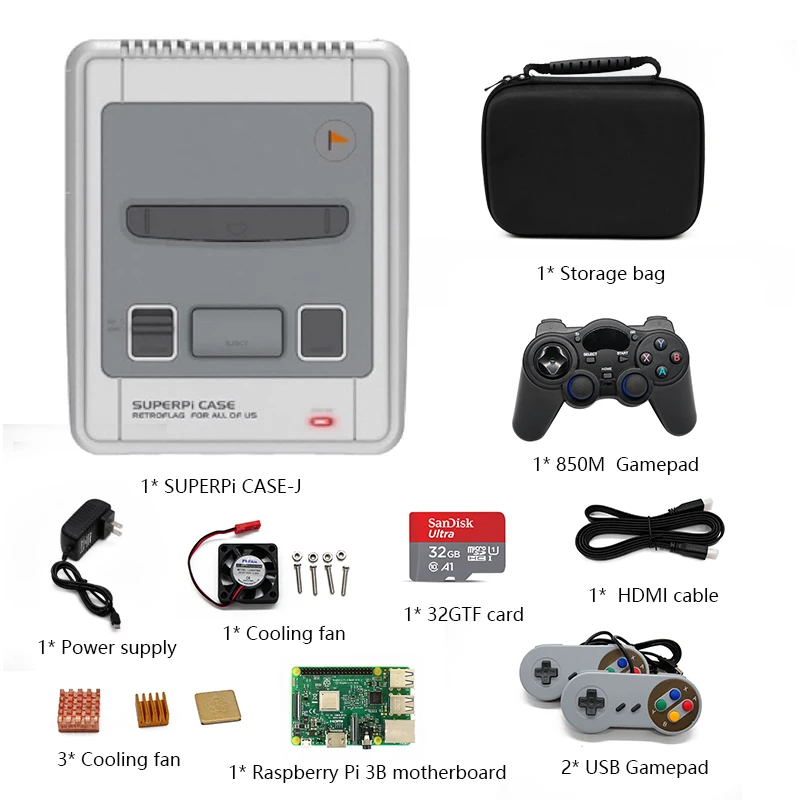 Hdmi-выход Retroflag SUPERPi чехол-J чехол с Raspberry Pi 3B видео игровая консоль Ретро игровая консоль и 15000+ игры - Цвет: Kit 3