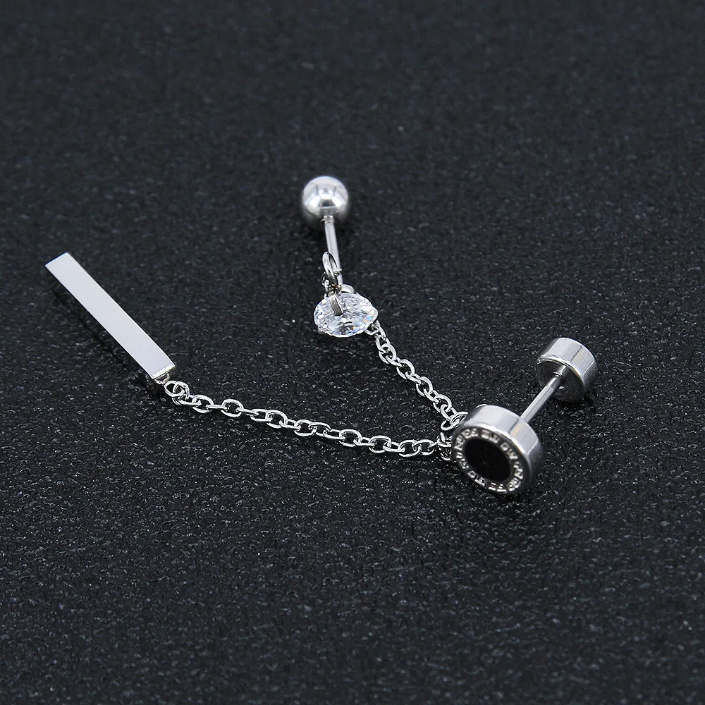 1PC 1 шт., мини круглые серьги-гвоздики со стразами, серьги из нержавеющей стали с винтовыми шариками, женские серьги с кисточкой, серьги для пирсинга, ювелирные изделия - Окраска металла: 1PC