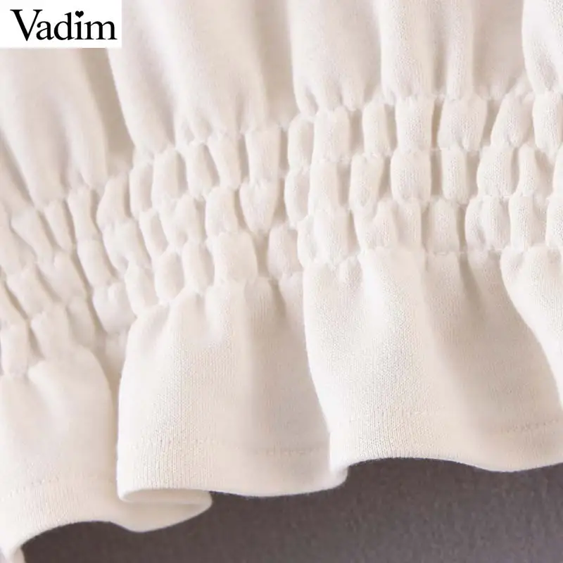 Vadim, милый, Женский однотонные кофты с длинным рукавом бежевый пуловеры; консервативный стиль; милые женские повседневные складчатый пояс шикарные топы HA595