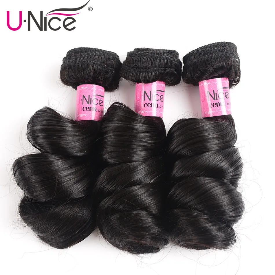 Волосы UNICE свободные волнистые в наборе 3 шт уток перуанские пучки волос натуральный цвет человеческих волос наращивание remy волосы ткет 16-26