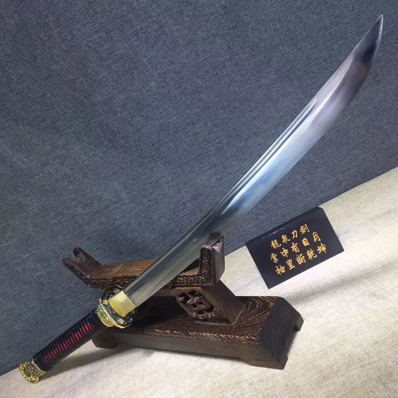 Hand-Forged Broadsword WUSHU sword Manganese steel blade Saber DAO Wood Saya