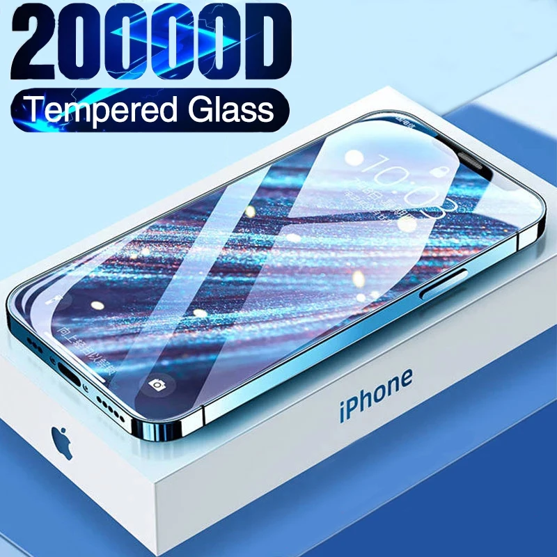 20000D Full Cover Protective Glass On For iPhone 11 12 13 Pro XS Max X XR Screen Protector On iPhone 13 Pro XR 6 7 8 Plus Glass mobile tempered glass Screen Protectors