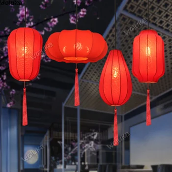 

New Chinese Fabric Cloth Antique Restaurant Hot Pot Shop Hotel Corridor Aisle Lantern Chandelier CD50 W03