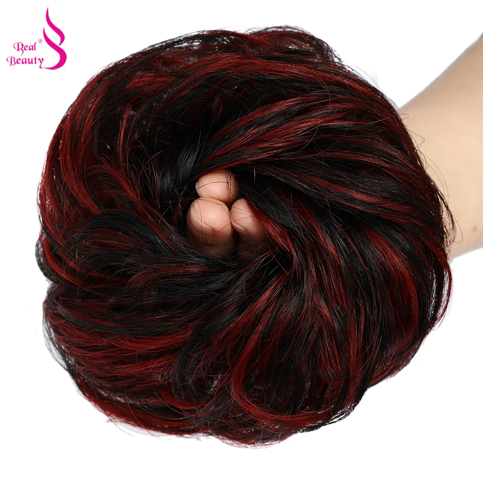 Human Hair Bun Pieces Real Beauty Tousled Updo Messy Bun Hairpiece Hair Extension Brazilian Ponytail Elastic Rubber Band Updo Ponytail Hairpiece