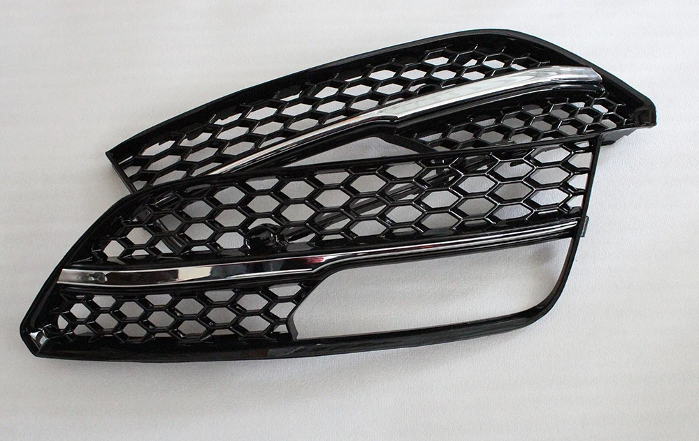 SBAIREA Car Front Bumper Fog Light Grilles Gloss Black For A3 Honeycomb Mesh Hex Front Grill 2013- S3 RS3 Style