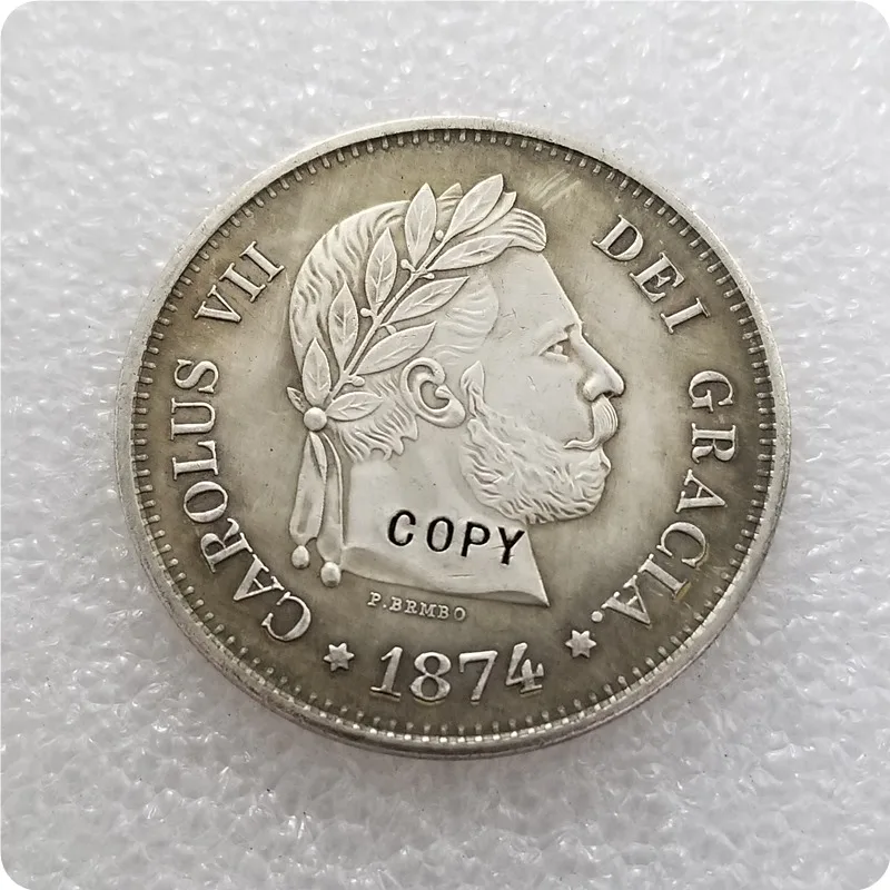 1874 CAROLUS VII REY DE LAS ESPANAS имитация монеты