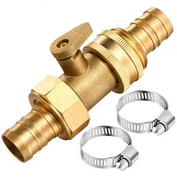 

5/8 Inch Brass Garden Hose Repair Kit Hose Fitting, Stainless Steel Clamp Globe Valve, Used to Replace Hose Head