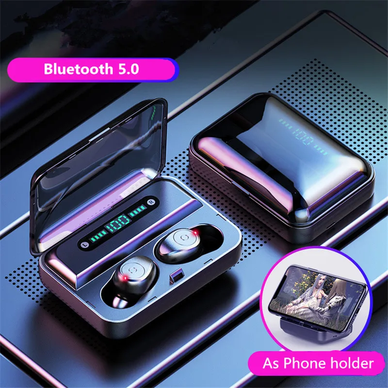 TWS беспроводные наушники 8D стерео Bluetooth 5,0 Hi-Fi HD спортивная Гарнитура мини-наушники светодиодный дисплей с 1200 мАч внешним аккумулятором