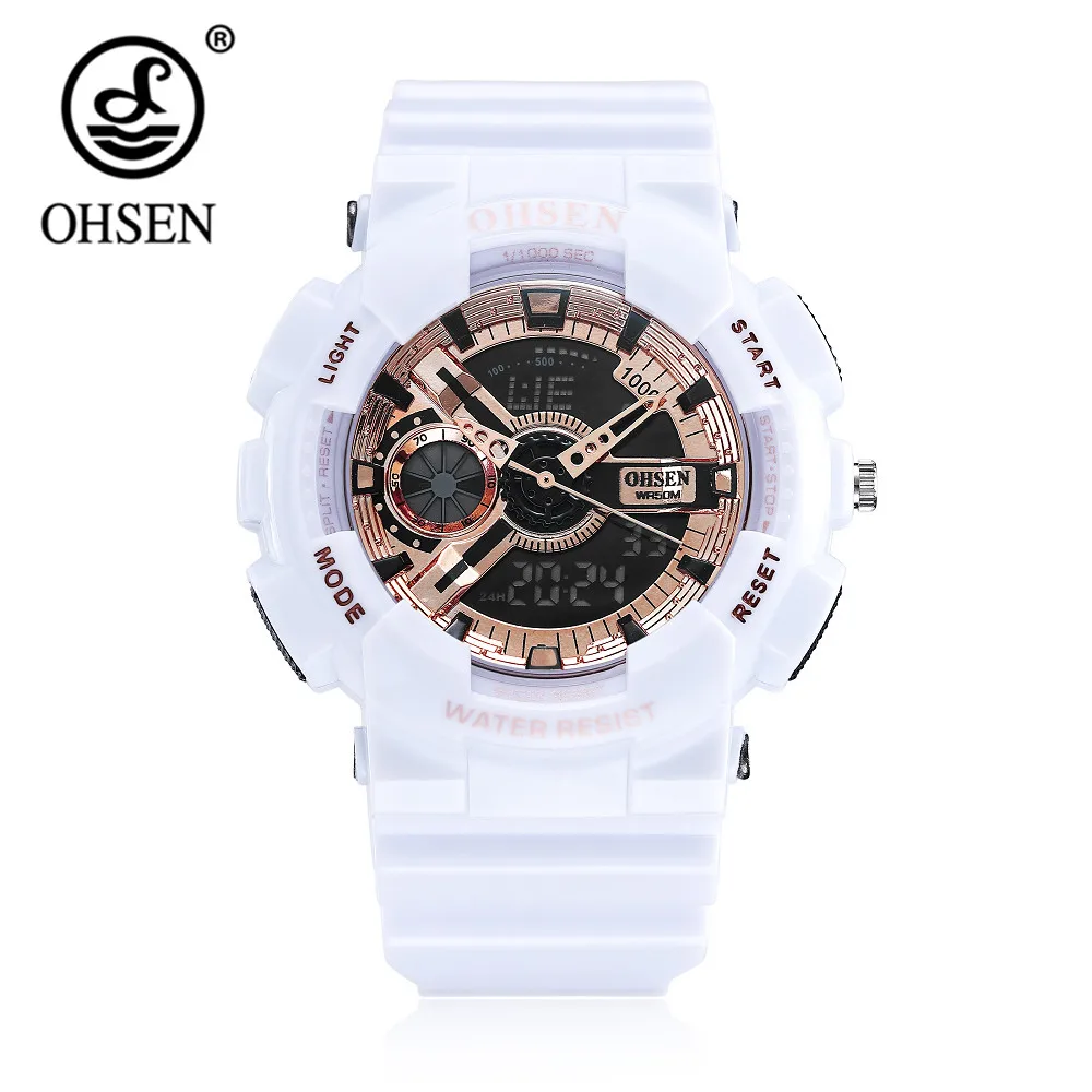 2018 Топ Verkauf OHSEN новый режим цифровой спортивный Uhr Herren кварцевый браслет Gummi Band Wei 50m