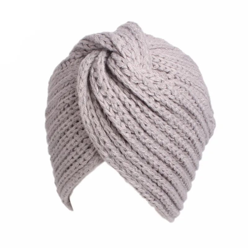 Мусульманская зимняя шапка теплая вязаная шапка s Beanie женская шапка для сна Chemo тюрбан больные с раком классический завязанный крест индийская шапка