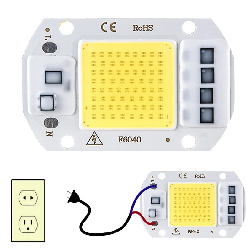 LED COB lamp Bead 10W 20W 30W 50W AC 220V 240V IP65 Smart IC No Need Driver DIY Flood light Led Bulb Spotlight Outdoor Chip Lamp | Освещение