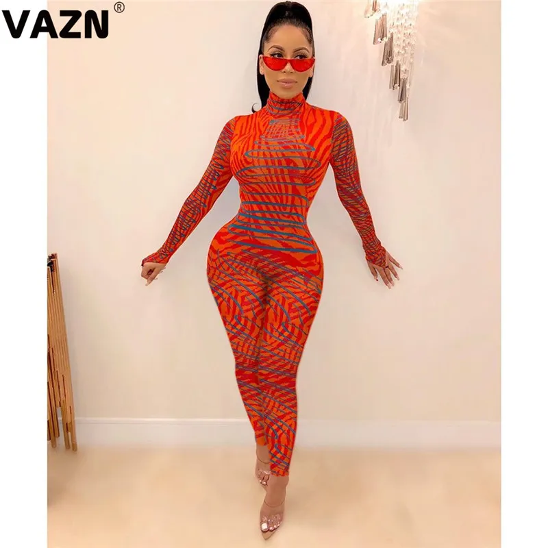 VAZN, Новые комбинезоны, сексуальные, Клубные, для взрослого возраста, модные, одноцветные, водолазка, длинный рукав, эластичные, для женщин, с высокой талией, длинные, узкие, Комбинезоны