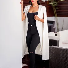 Новинка, женский свободный длинный плащ, Блейзер, плащ, Тренч, кардиган, пальто, открытый разрез спереди, пальто с рукавами, m99